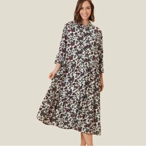 NWT Masai Dress Nydilla Tiered Shirtdress in Spiced Coral Floral